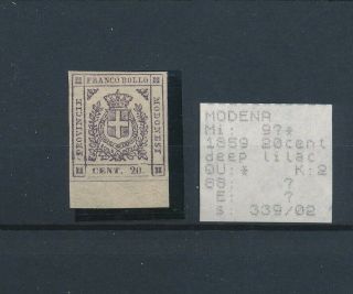 Ll05874 Italy 1859 Mi:9? Modena Imperf 20c Coat Of Arms Classic Lot Mh