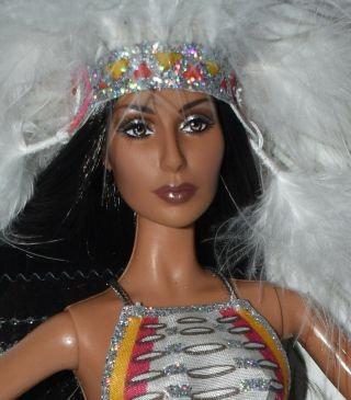 Cher Doll In Bob Mackie Designed Native American Indian Outfit - Barbie Collector