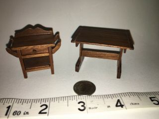 1/2” Scale Artisan Doll House Wooden Wash Stand And Table By Dan Zerkel Fa