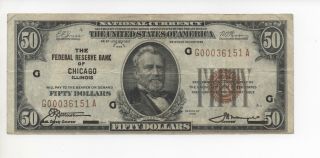 1929 $50 National Currency Note,  Chicago District