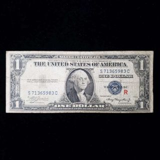 1935 A Us $1 Dollar Silver Certificate Blue Seal Red R Experimental Note H365983