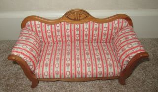 Fabric And Wood Padded Sofa For American Girl Or Other 18 " Dolls