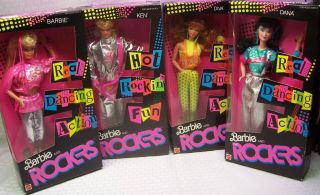 1986 Barbie Rockers Real Dancing Action Barbie Ken Diva Dana