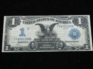 1899 $1.  00 Black Eagle Silver Certificate Average Circulated 2