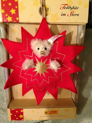 Steiff Mohair Teddy Bear In Star Limited Edition Christmas Ornament 037764