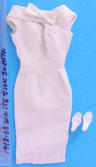 1962 - 63 Barbie White Silk Sheath W Heels