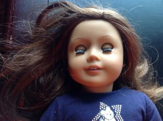 American Girl Doll Look A Like Brown Hair,  Freckles & Pierced Earrings