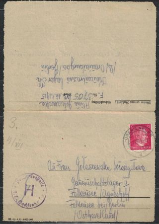 Poland - Germany.  Ww Ii,  Holocaust Letter Sent From Oranienburg Concetration