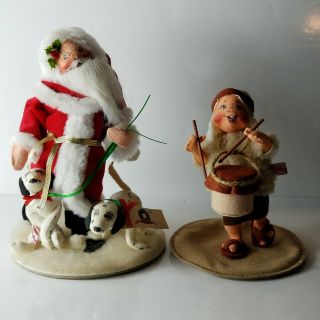 Annalee Christmas Dolls 1997 Santa Claus & 1999 Nativity Drummer Boy