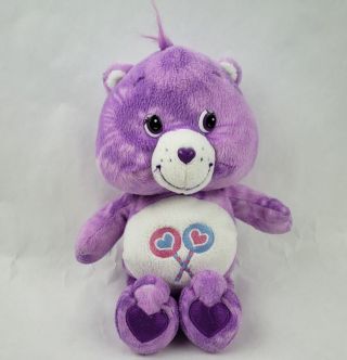 Care Bears Share Bear 10 " Plush Purple Tie Dye Lollipop Belly Stuffed Animal