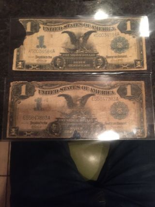 (2) 1899 United States Of America One Dollar $1 Silver Certificates Eagle