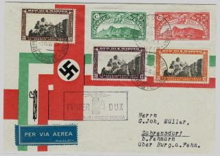 San Marino 1938 Env With 5 Stamps,  Special Cancel Visit Hitler With Mussolini