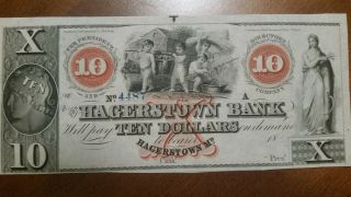 Us Obsolete - Maryland - Hagerstown Bank - 10 Dollars - Uncirculated " A " Note