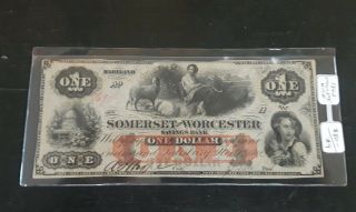 1862 $1 Somerset And Worcester Maryland Savings Bank Note