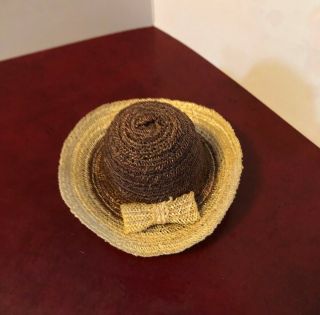 Very Pretty Brown And Tan Straw Hat For Ginny Vogue Doll And Other 8 Inch Dolls