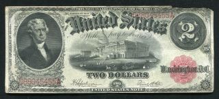 Fr.  60 1917 $2 Two Dollars Red Seal Legal Tender United States Note (h)