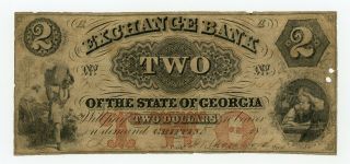 1857 $2 The Exchange Bank Of The State Of Georgia Note W/ Slaves