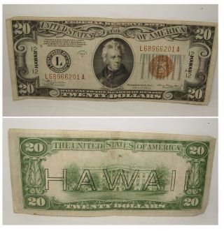 1934 A $20 Hawaii Federal Reserve Note Twenty Dollar Bill