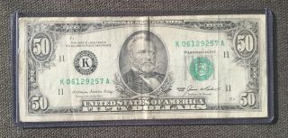 Federal Reserve Series 1985 Fifty Dollar Bill Old Currency Small Head $50