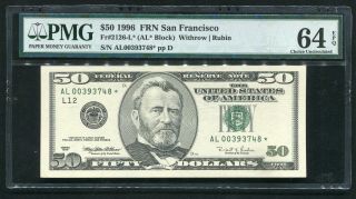 Fr.  2126 - L 1996 $50 Star Federal Reserve Note San Francisco,  Ca Pmg Unc - 64epq