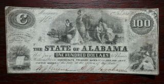 State Of Alabama One Hundred Dollars,  1864 Civil War,  Money,  Currency,  Indians
