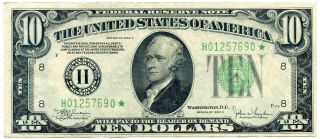 Series 1934 - C $10 Federal Reserve Star Note | Vf/xf