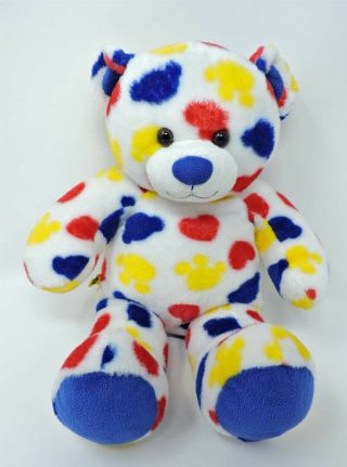 Build A Bear Logo Teddy Red Blue Yellow White 16 " Plush Toy Stuffed Animal Babw