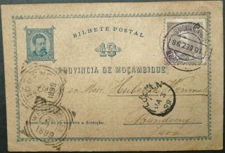 Lourenco Marques 10 Dec 1898 20r Postal Card To Bandung,  Java - See