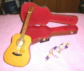 American Girl Doll Acoustic Guitar With Case And Strap - Retired