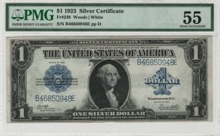 1923 $1 Silver Certificate Fr.  238 " Horse Blanket " Pmg Au55 Bright Color & Paper