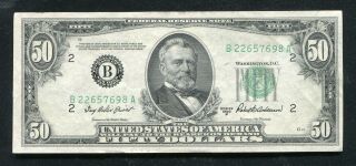 Fr.  2109 - B 1950 - B $50 Frn Federal Reserve Note York,  Ny About Uncirculated