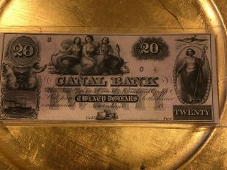 1800s Canal Bank Orleans,  La $20 Obsolete Louisiana Note
