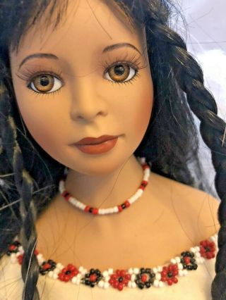 18 " Porcelain American Indian Doll,  Signed,  Dated And Numbered