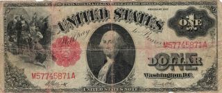 1917 Us Note $1 Legal Tender One Dollar Fr.  38 Large Size Sawhorse Note