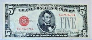 Fr 1531 1928 F $5 Five Dollars Red Seal Legal Tender United States Note Gem Unc