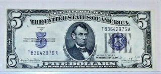 Fr 1654 1934 D $5 Five Dollars Blue Seal Legal Tender United States Note Gem Unc