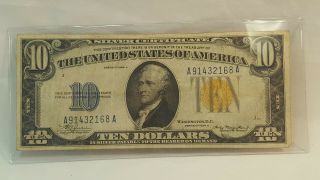 1934 A $10 Ten Dollar Silver Certificate North Africa Emergency Note Yellow Seal