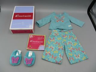 My American Girl Butterfly Garden Pjs Pajamas Slippers,  Box - Ag For 18 " Dolls