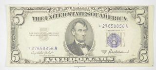 Error Replacement Note - $5.  00 1953 - A Silver Certificate Note - Star Tough 981