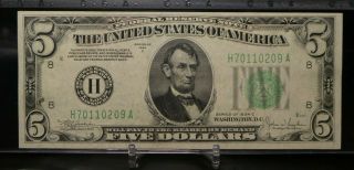 1934 - C $5 Federal Reserve Note.  H 70110209 A,  Choice Unc - Paper Qlty