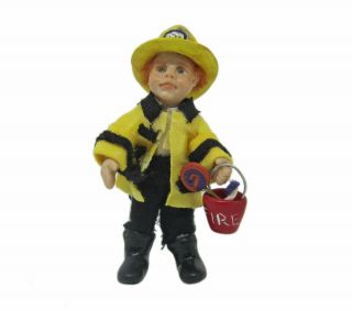 1:12 Scale Halloween Fireman Kid Doll By Rogue Fairy