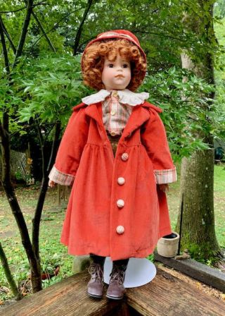 22 " Tall Porcelain Doll With Curly Red Hair Anne Of Green Gables
