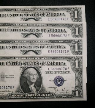 1935 D $1 Silver Certificate 4 Consecutive Notes Gem Untouched