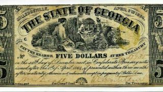 $5 " State Of Georgia " 1800 