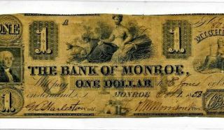$1 " Bank Of Monroe " (michigan) 1800 