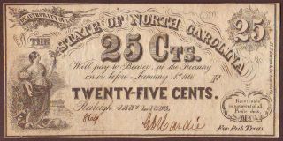 The State Of North Carolina 25 Cents 1863