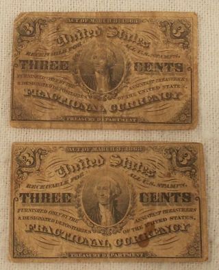 3 Cent Denomination Fractional Currency March 3,  1863 George Washington