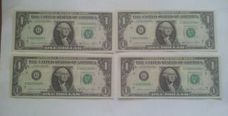 F - 1912g 4 Consecutive Numbers $1 Star Notes 1981 - A Chicago Uncirculated