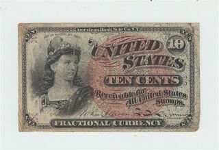 Fr.  1259 Fractional Currency 1863 Fourth Issue 10c Ten Cents Note Us Obsolete