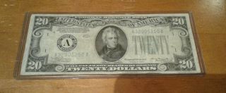 1934 $20 Dollar Bill.  Federal Reserve Note.  Old Money Currency
